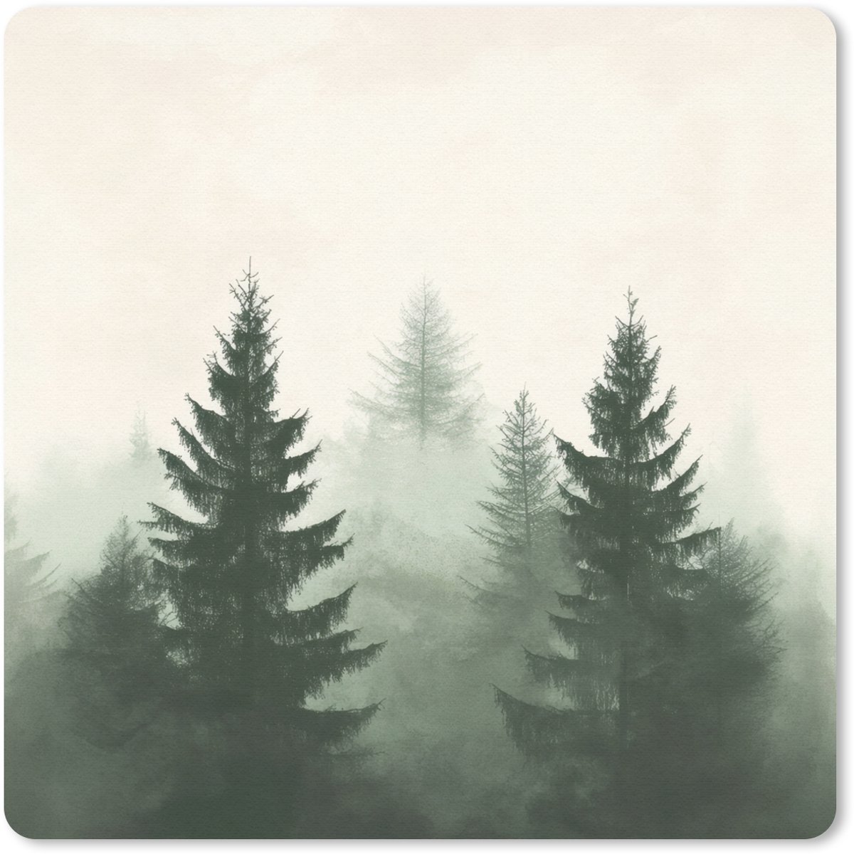 Muismat 30x30 cm - Mousepad Sparren - Bomen - Groen - Beige - Muismatten