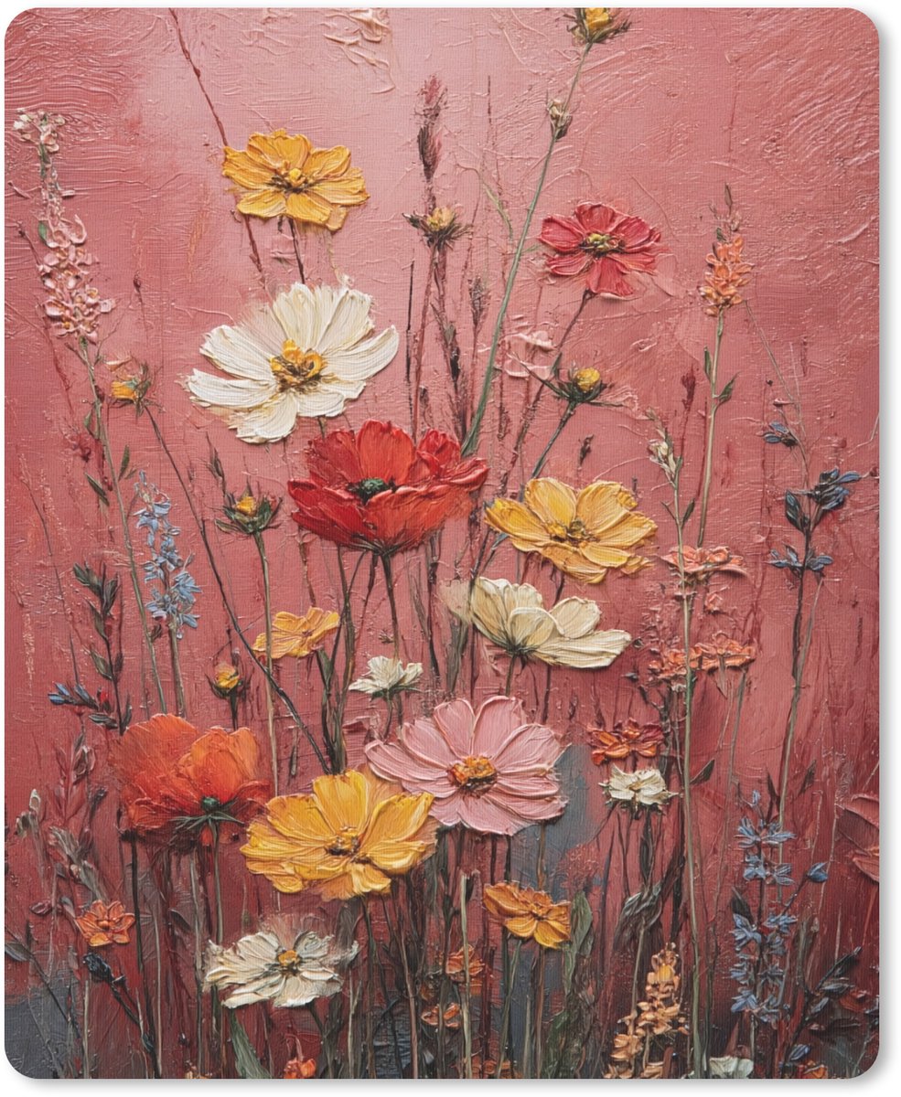 Muismat 19x23 cm - Mousepad Bloemenboeket - Diepte - Tastbare textuur - Muismatten