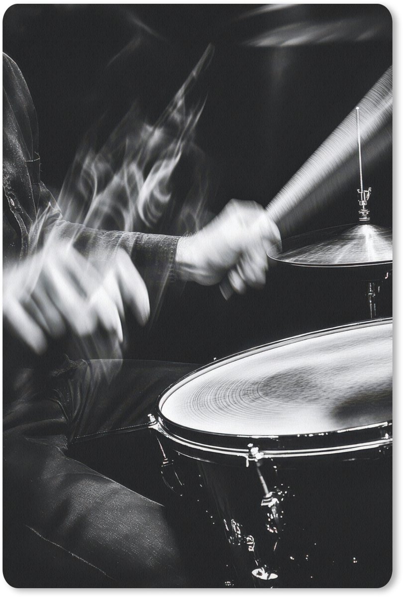Muismat 18x27 cm - Mousepad Drummer - Zwart - Drumstel - Muismatten