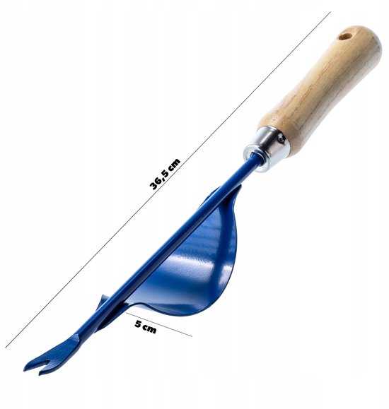 KADAX Robuuste onkruidsteker van roestvrij staal, handmatige onkruidsteker met houten handvat, onkruidtrekker, onkruidjager, tuinwieder, worteljager (36,5 cm, blauw) van KADAX — afbeelding 3