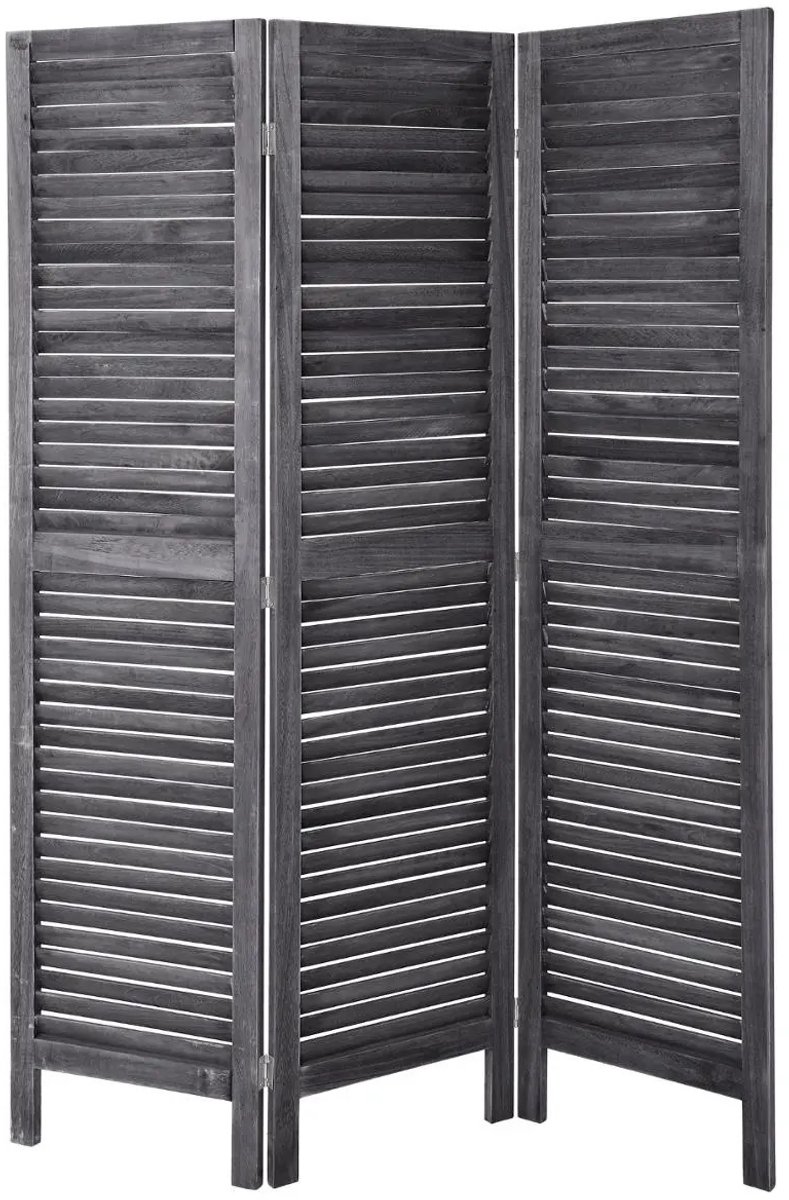 Atmosphera Kamerscherm 3 vlakken - donkergrijs - pauwlina hout - 120 x 170 cm - Afscherming wand