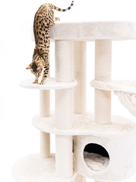 Arbre à chat Petrebels Isabella 170 Design - Crème - Qualité Premium - Arbre à chat XXL pour grands chats
