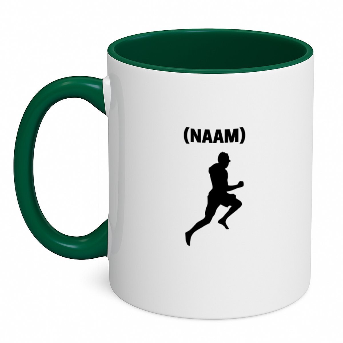 Hacebo® - Hardloop met eigen naam koffiebeker donker groen - Hardlopen - Hardloper - thee mok - koffie beker - Sport - koffiemok - 350 ML inhoud