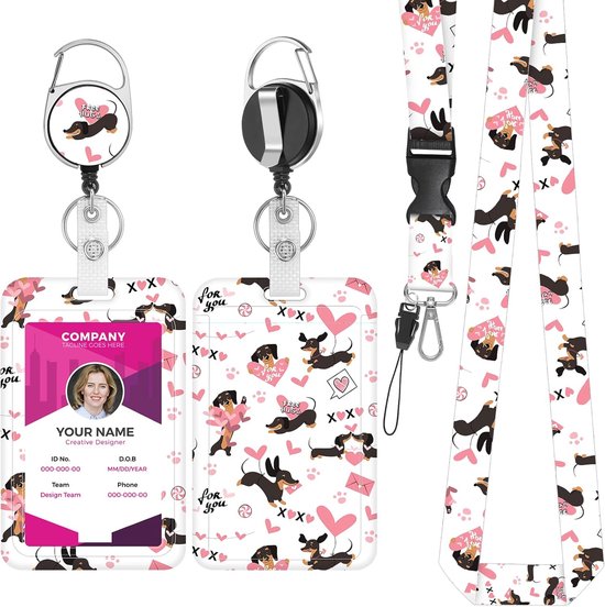 Amabro Kleine Bloem Lanyards met ID Badge Houder, Intrekbare Badge Reel Clip Bloemen Breakaway Neck Lanyard Kaarthouder Sleutelhanger Naam Badge Clip voor Leraar Student Personeel Vrouwen Kids Doctor