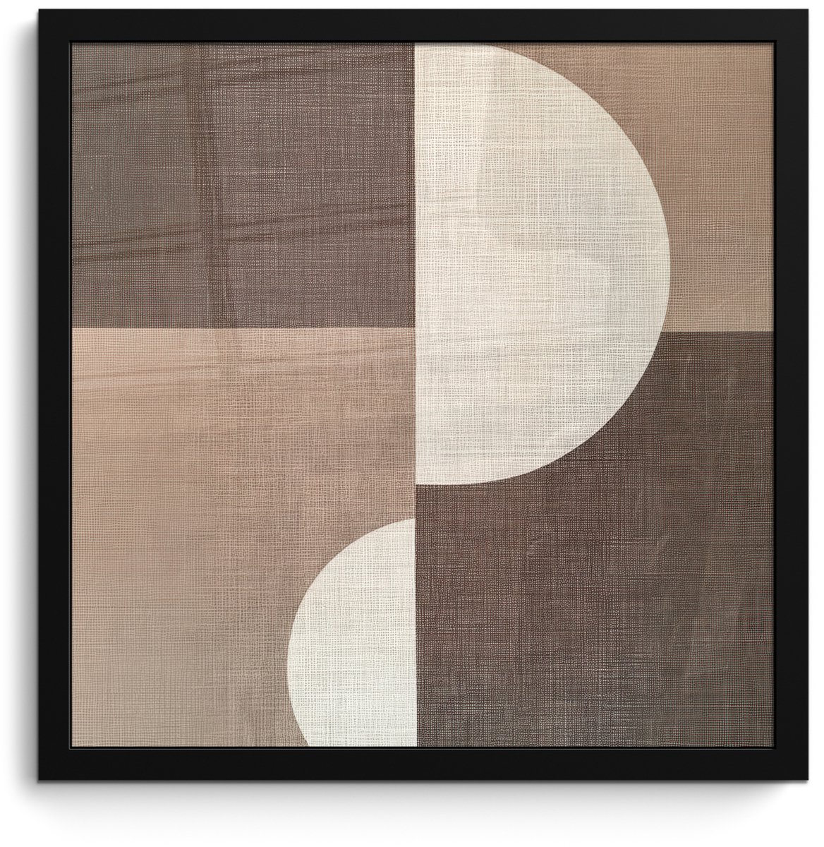 FrameYourWall Poster in lijst - Fotolijst 40x40 cm - Posters - Raster - Halve cirkels - Contrast - Posterlijst zwart - Decoratie - Wanddecoratie woonkamer - Muurdecoratie slaapkamer cirkels - Vlakken