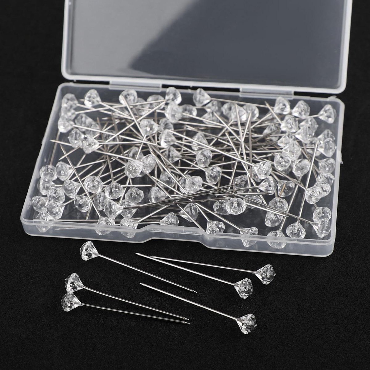 Allecto Plus - 100 stuks heldere diamanten hoofd pinnen 35 cm - bruiloft Corsage boeket feestdecoratie '