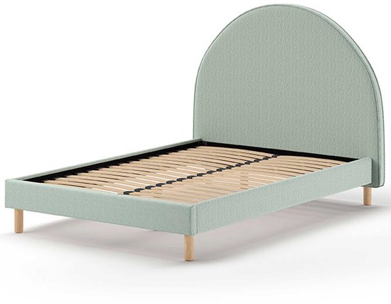 Lit rembourré Maeva 140x200cm - tissu bouclé vert - Vipack - Lits doubles rembourrés - Vert - Textile - Lits doubles rembourrés