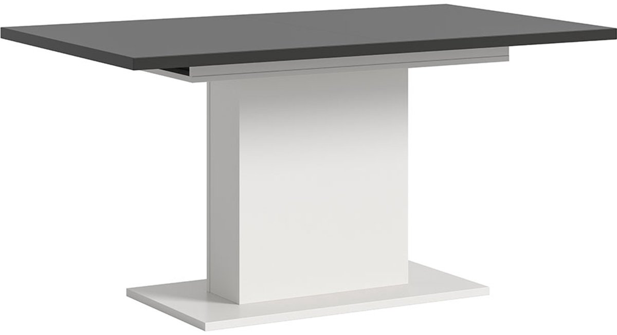 Motion eetkamertafel zuilpoot 90x150/190cm incl. 1 verlengblad grijs, wit.