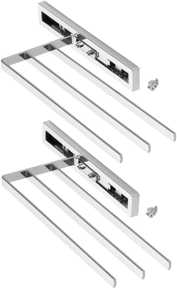 2 stuks SOTECH handdoekhouder ELEGANCE chroom 3-arm 325 mm ingestoken, 470 mm uitgeschoven handdoekhouder
