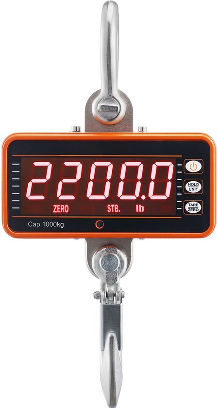 Vihes Kraanweegschaal - Digitaal - 1000Kg - Met afstandsbediening - Met LED scherm - Voor Bouw - Industriële hangweegschaal