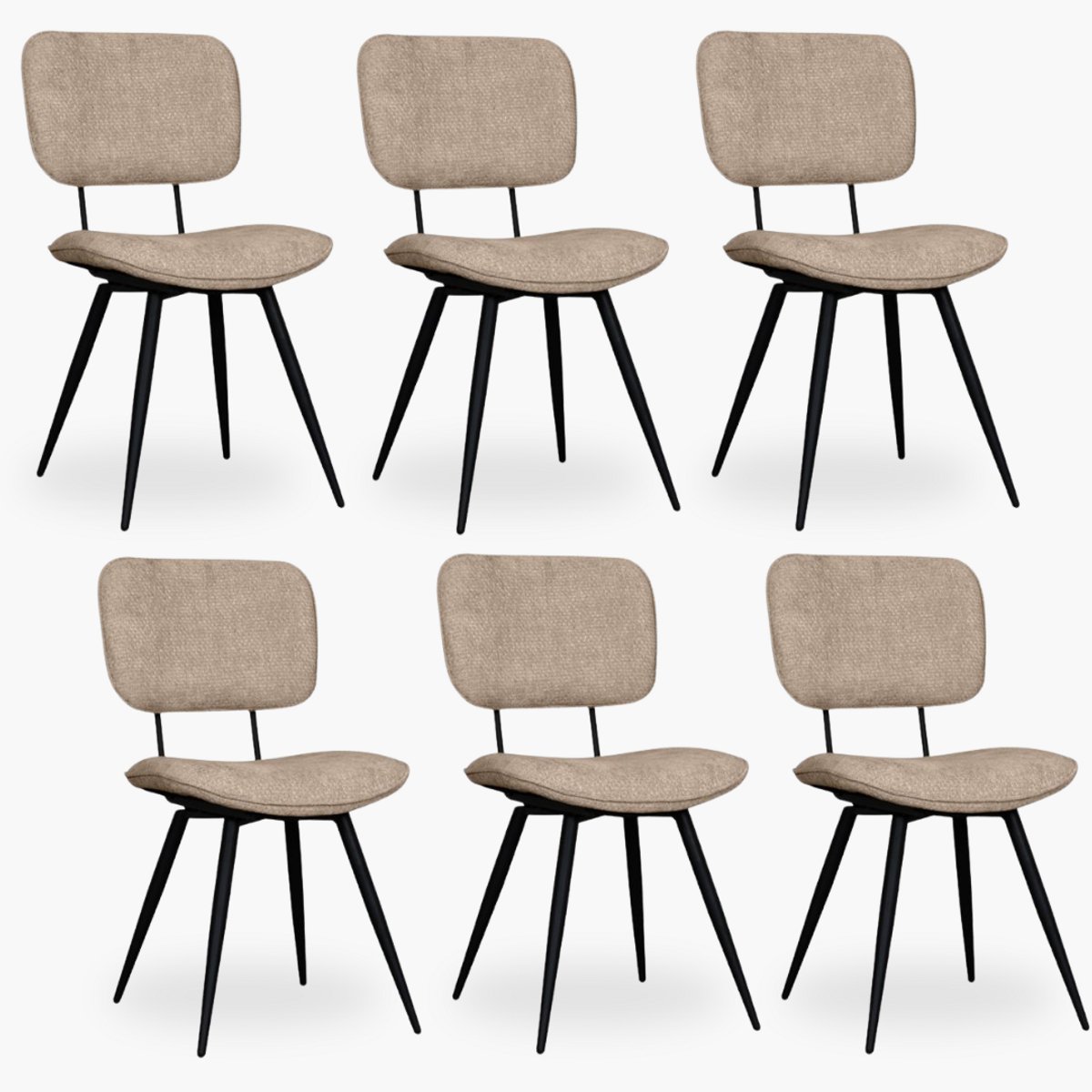 6x Eetkamerstoel Dani - Taupe Velvet - Set van 6 - Taupe
