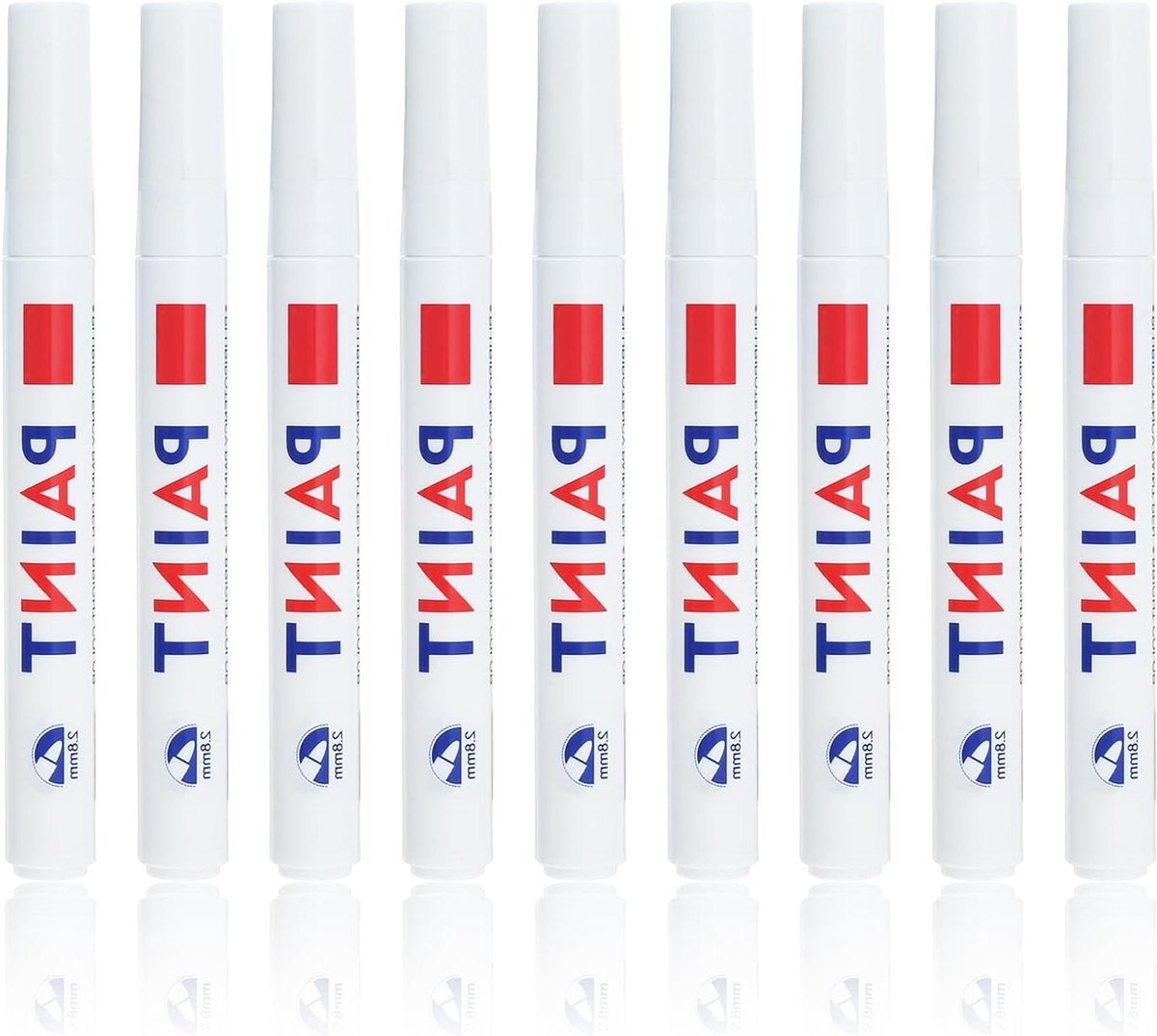 Allecto Plus - 9 Witte Permanente Verf Pens voor Auto, Karton, Glas, Metaal, Banden, Hout en Plastic - Waterdicht en Kleurvast