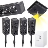 Solar Tuinfakkels - 4 stuks - 40cm - Tuinverlichting op zonne-energie - Kerstverlichting buiten - Solar tuinverlichting - Tuinlantaarns - Padverlichting - LED - Buitenverlichting - Vierkant