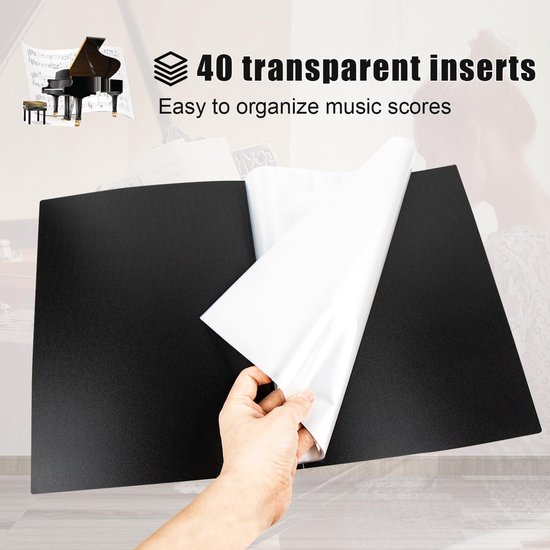 Irich A4 60 vakken/120 pagina's muziekmap voor muziekbladen, A4, voor bladeren, kunstwerken, schilderijen, documenten