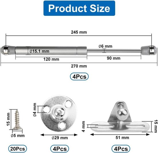 Allecto Plus - Gasveren Set 4 Stuks 200 N/20 kg Gasveren Ventiel