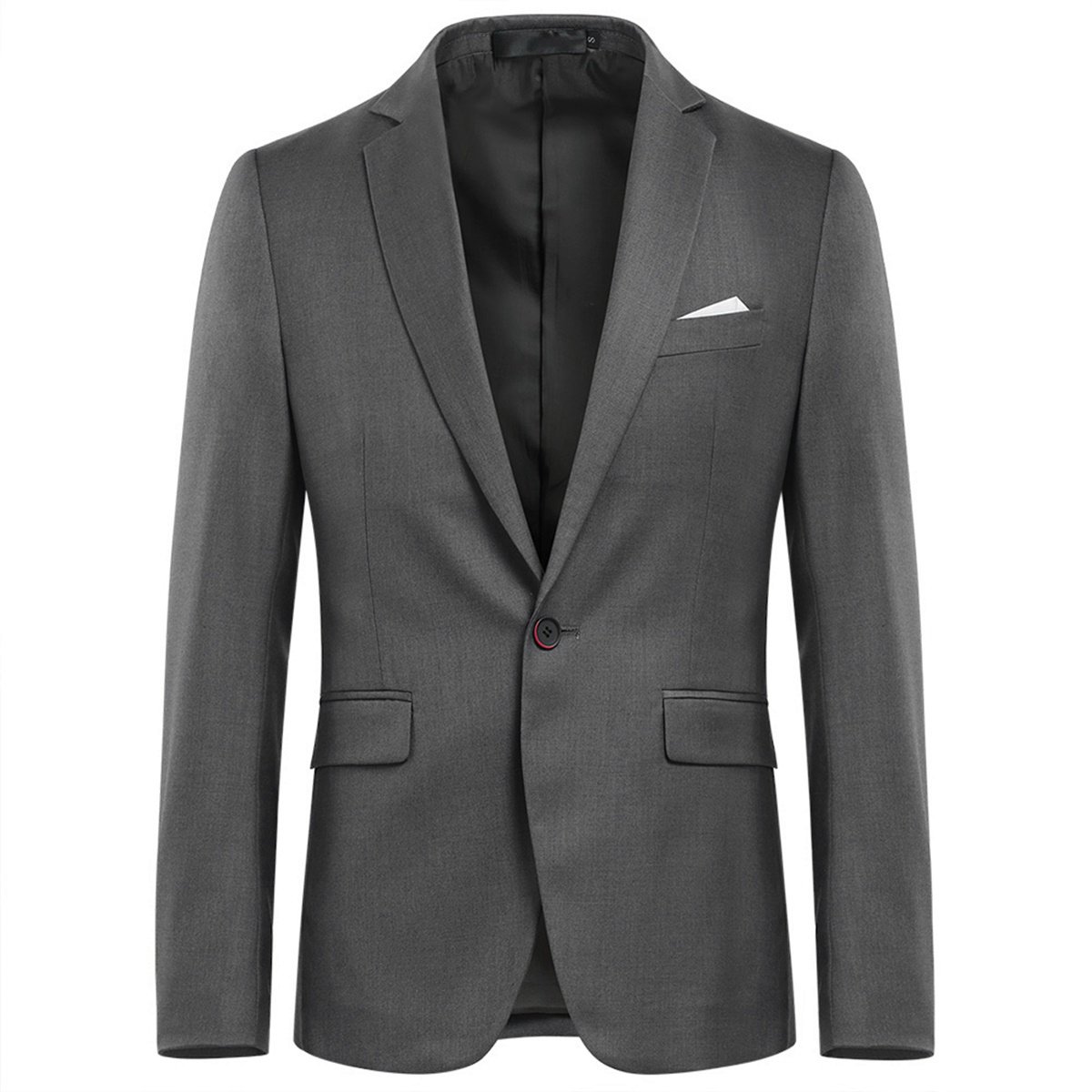 ALLTHEMEN Heren Effen Kleur Enkelknopen Enkelrijig Blazer - Kostuumjas met Achter Midden Split - 3XL