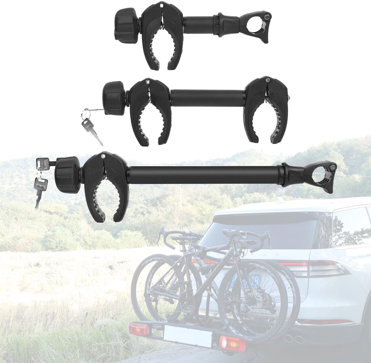 Ibenzoa® Universele Fietshouder Set van 3 voor Camper en Fietsbevestiging, Verstelbare Lengte
