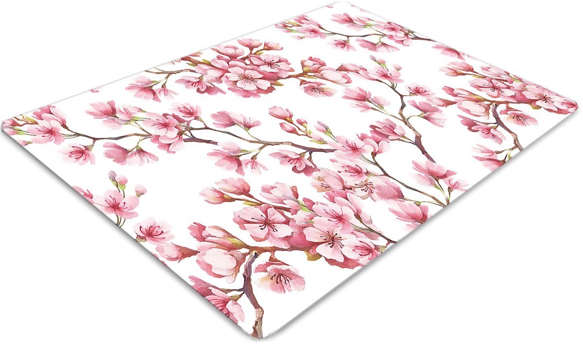 Tulup Vloerbeschermer - Kersenbloesem Vloerbeschermer Pvc - 100 x 70 cm - Rood Motif Vloerbeschermer - Mótif Bureaustoelmat - Vloerbeschermer Pvc - Computer Stoel Mat - Kantoordecoraties