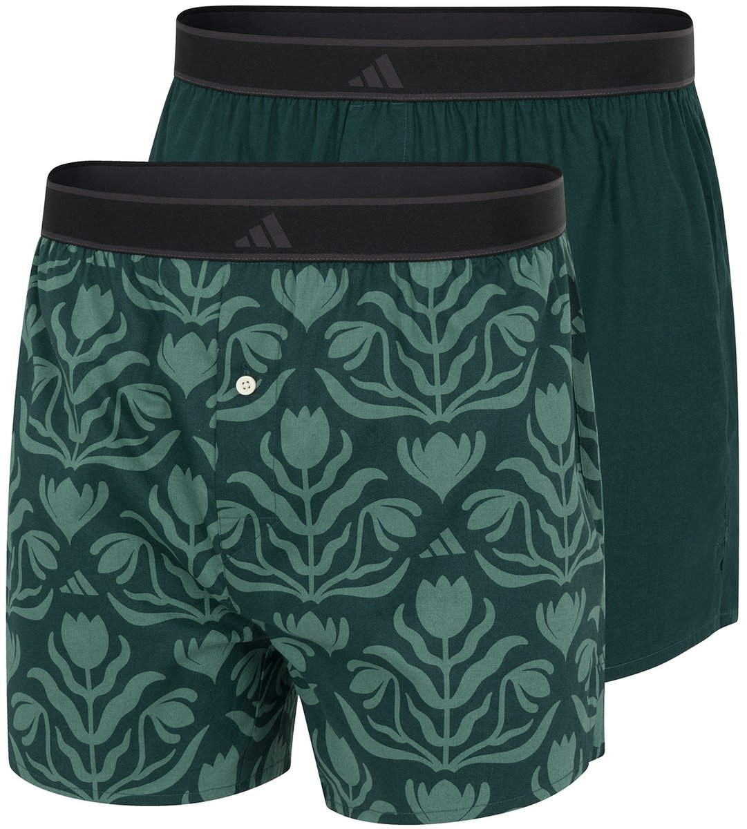 Adidas heren active 2P wijde boxershorts basic print Groen