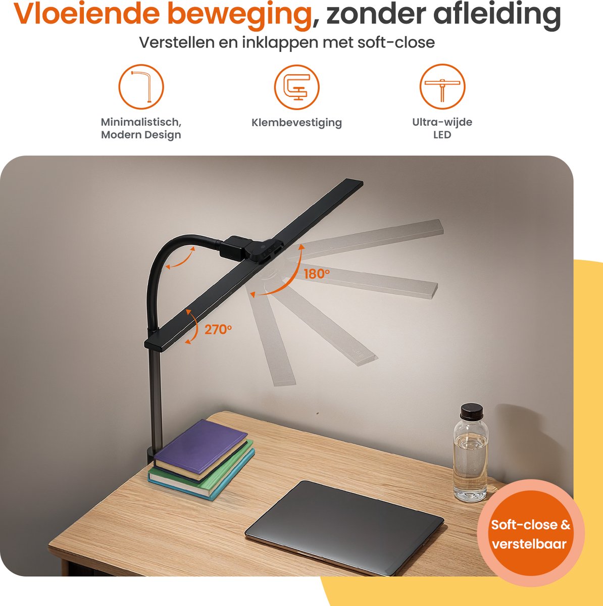 Goliving Bureaulamp met Klem XL - 78 CM - LED Dimbaar met Afstandsbediening - Klemlamp - Tafellamp - Leeslamp - Flexibel - Ledlamp - Touch Bediening - Softclose - Zwart thumbnail 5