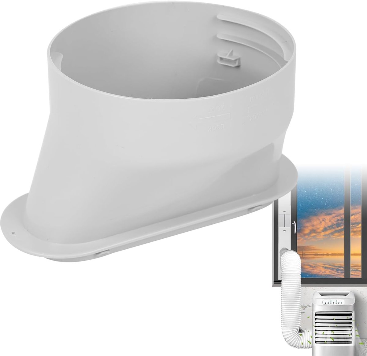 Koppelstuk Mobiele Airco Afvoerslang - Ø130Mm - Luchtafvoerslang - Plaat voor afvoerslang met een diameter van 13 cm - Voor verticale/horizontale schuiframen – foto 7