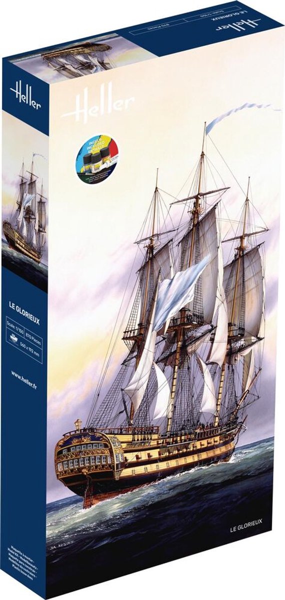 Heller Modelbouwpakket Schepen - 58889 Lijnschip Le Glorieux - Starter Kit Plastic - 1:150 - Modelbouw