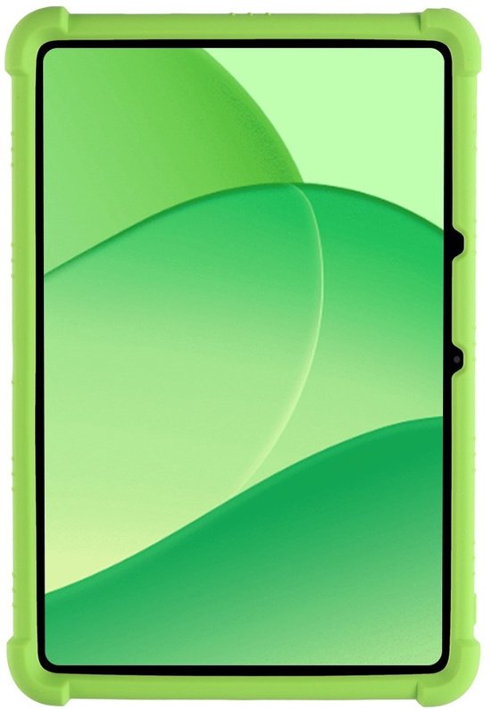 Groene siliconen tablethoes voor OPPO Pad SE, met verstevigde hoeken en standaard.