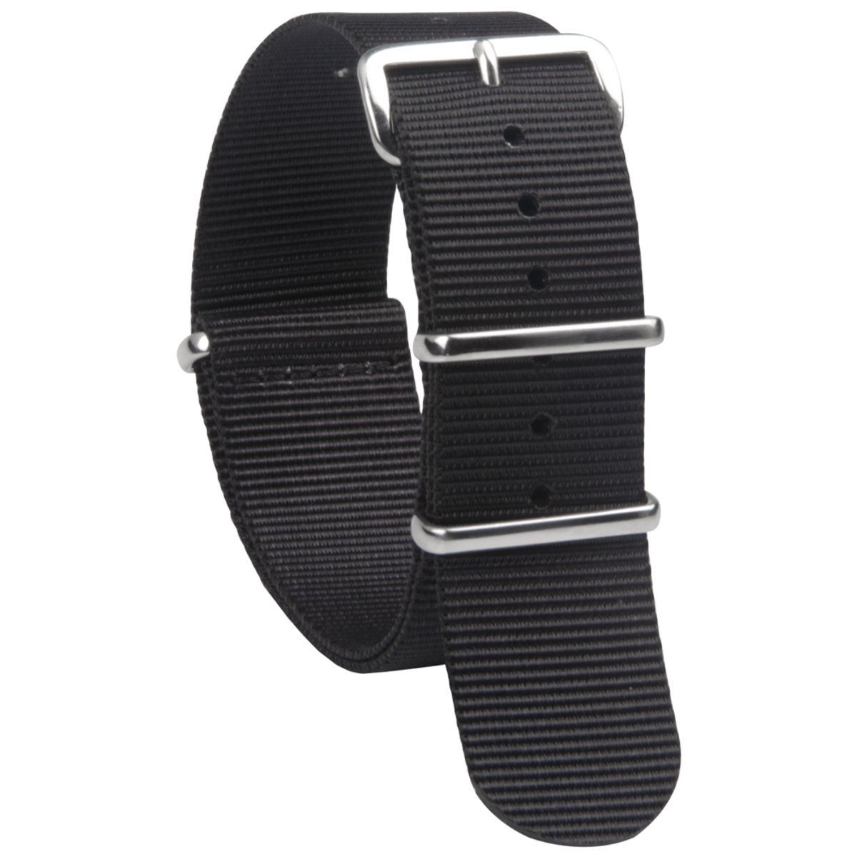 Horlogeband Nylon 20mm - luxe nato strap - 20mm - Zwart