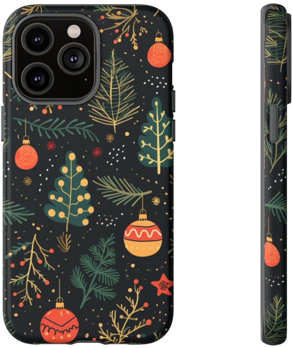 Kerstversiering en Dennentakken Patroon – Telefoonhoesje Geschikt voor iPhone 14 Pro Max