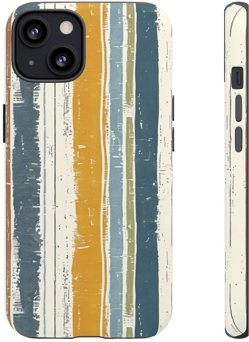 Rustiek Gestreept Linnenpatroon – Telefoonhoesje Geschikt voor iPhone 13