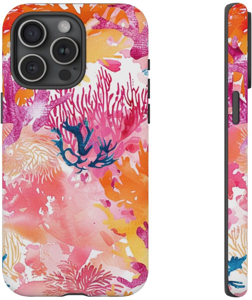 Aquarel Koraalrifpatroon – Telefoonhoesje Geschikt voor iPhone 15 Pro Max