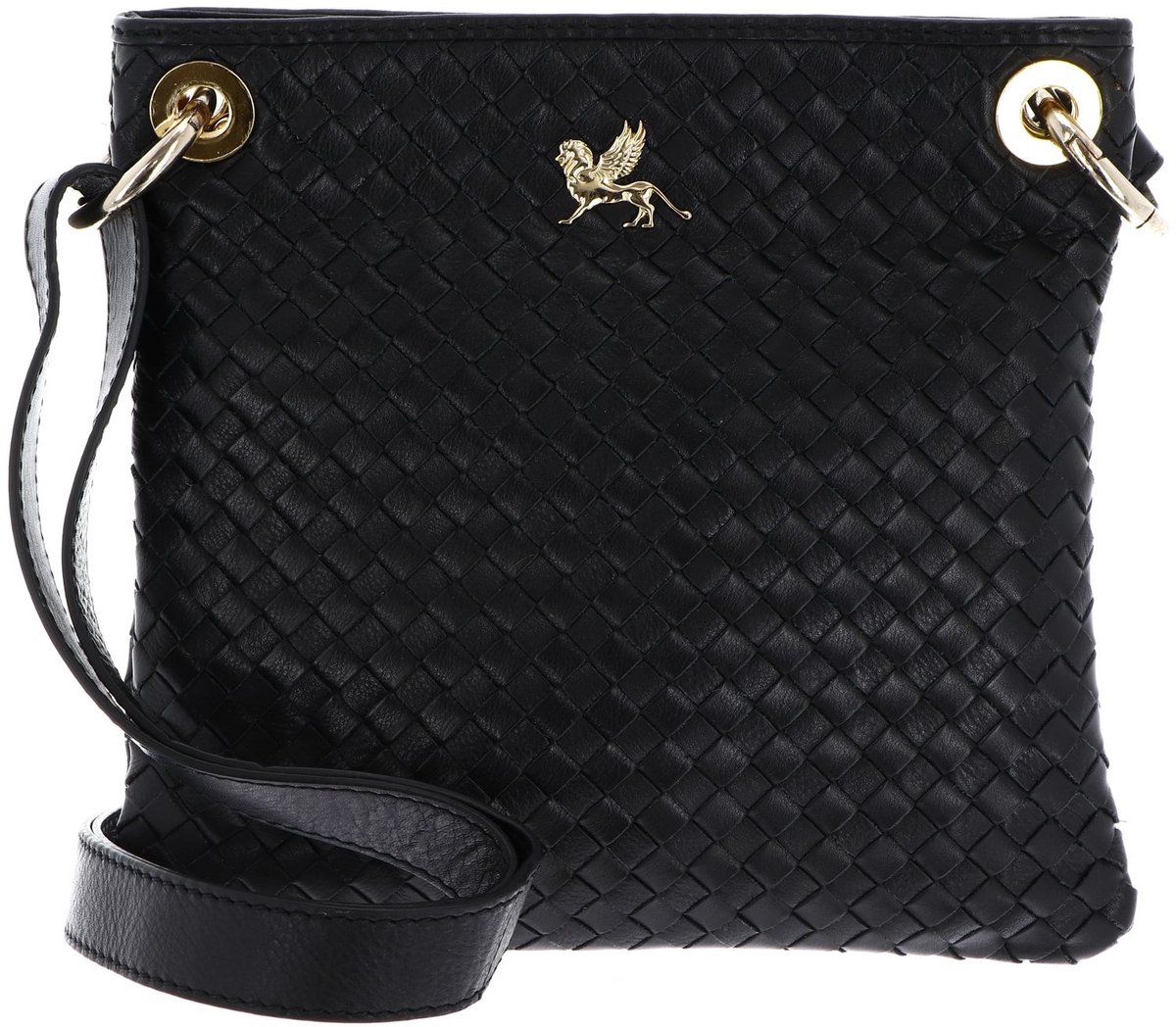 mano Leren schoudertas Forte Crossbody Bag Black zwart