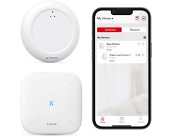 X-Sense SWS0A Slimme Watermelder bundel met WiFi - met Base Station - Werkt met app - Watersensor - Wateralarm - Waterlekkage detector - Waterdetector - Vochtmeter - Lekdetectie