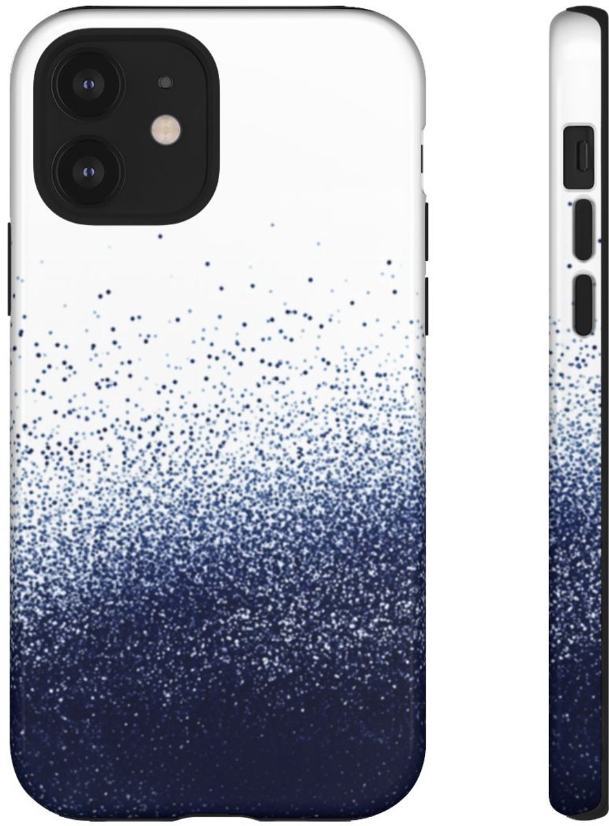 Abstracte Donkerblauwe Puntjesstructuur – Telefoonhoesje Geschikt voor iPhone 12