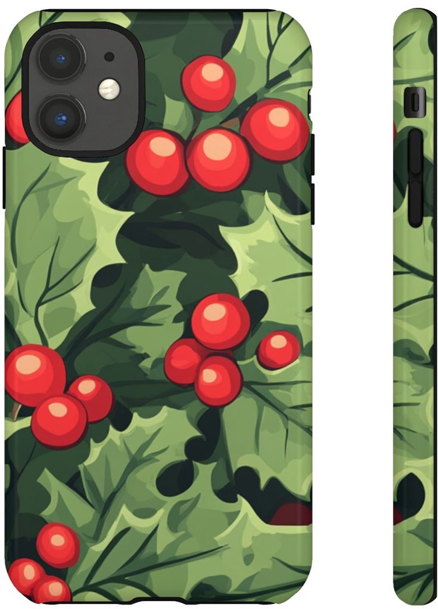 Feestelijk Hulstmotief met Glanzende Afwerking – Telefoonhoesje Geschikt voor iPhone 11