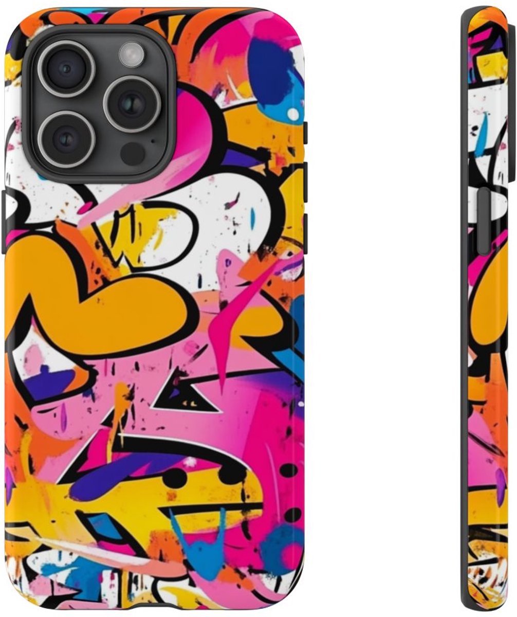 Kleurrijke Abstracte Graffiti Kunst – Telefoonhoesje Geschikt voor iPhone 15 Pro Max