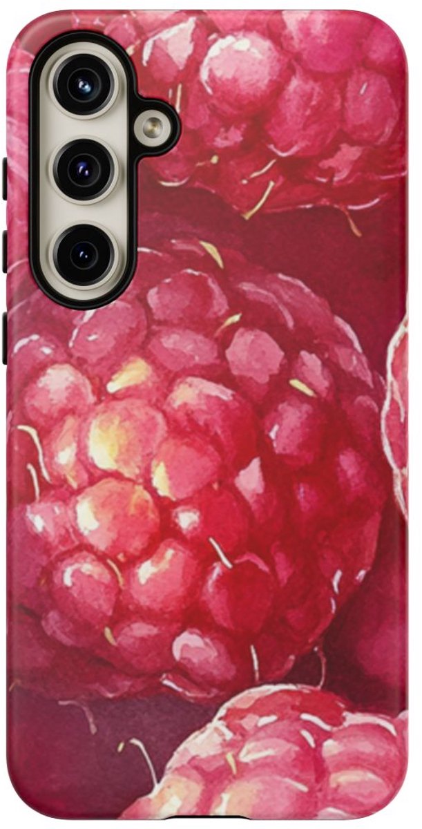 Aquarel Frambozen van Dichtbij – Telefoonhoesje Geschikt voor Samsung Galaxy S24 Plus