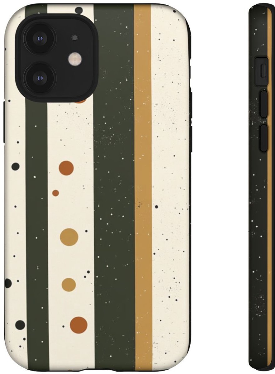 Retro Verticale Strepen en Stippenpatroon – Telefoonhoesje Geschikt voor iPhone 12