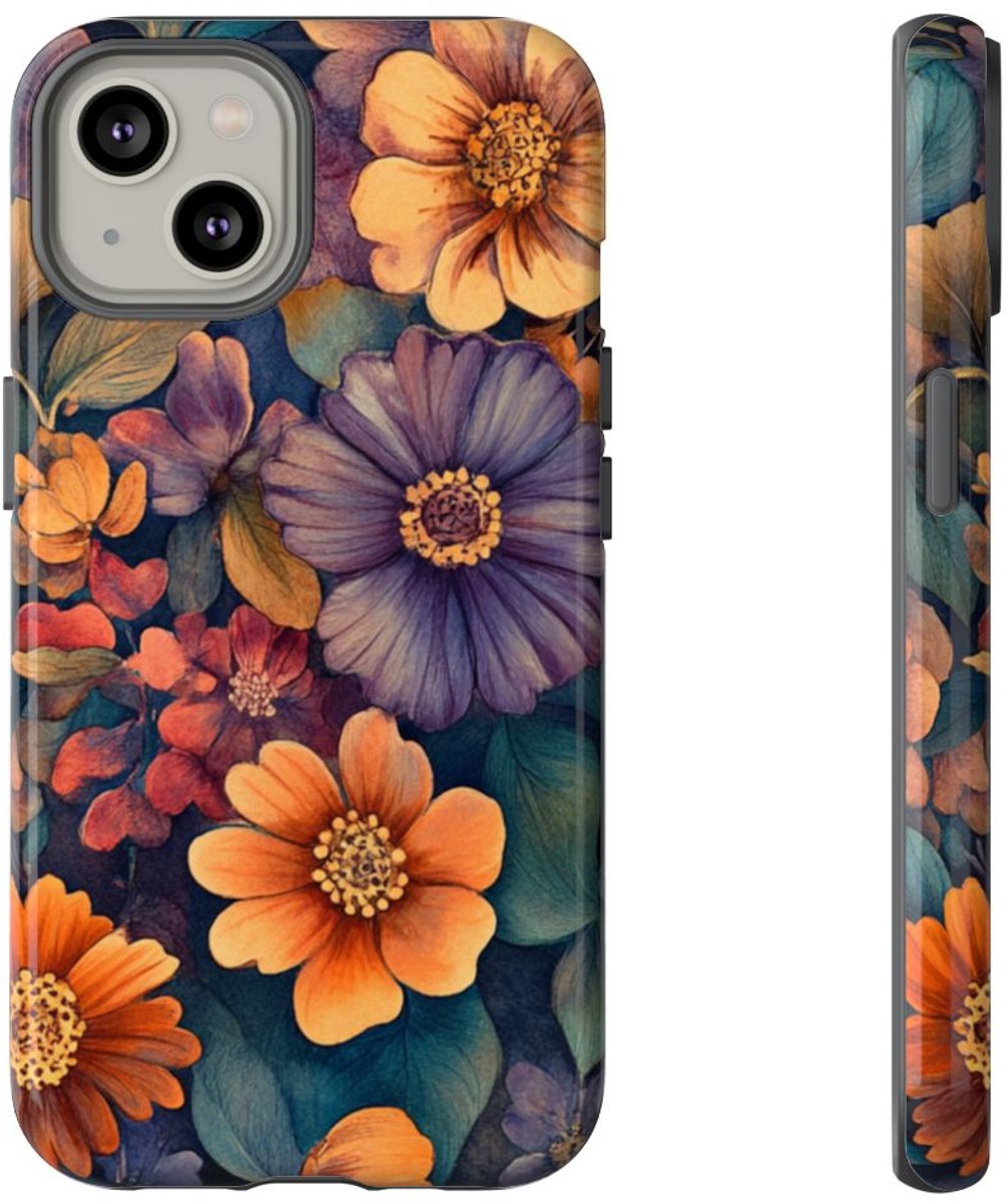 Levendig Aquarel Bloemenpatroon – Telefoonhoesje Geschikt voor iPhone 14