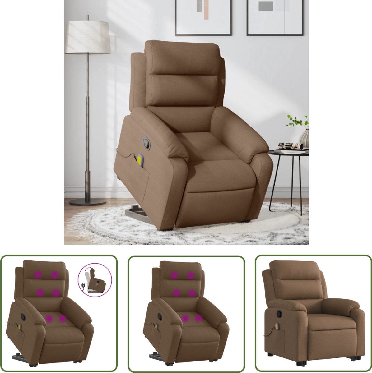 vidaXL Massagestoel Elektrisch Bruin Verstelbaar