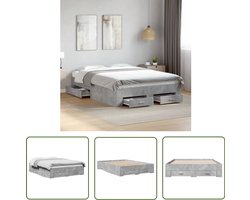 vidaXL Bed Frame - Slaapkamers - Bedframe met lades bewerkt hout betongrijs 120x200 cm - Houten Bed - Tweepersoonsbed - Boxspring Bed
