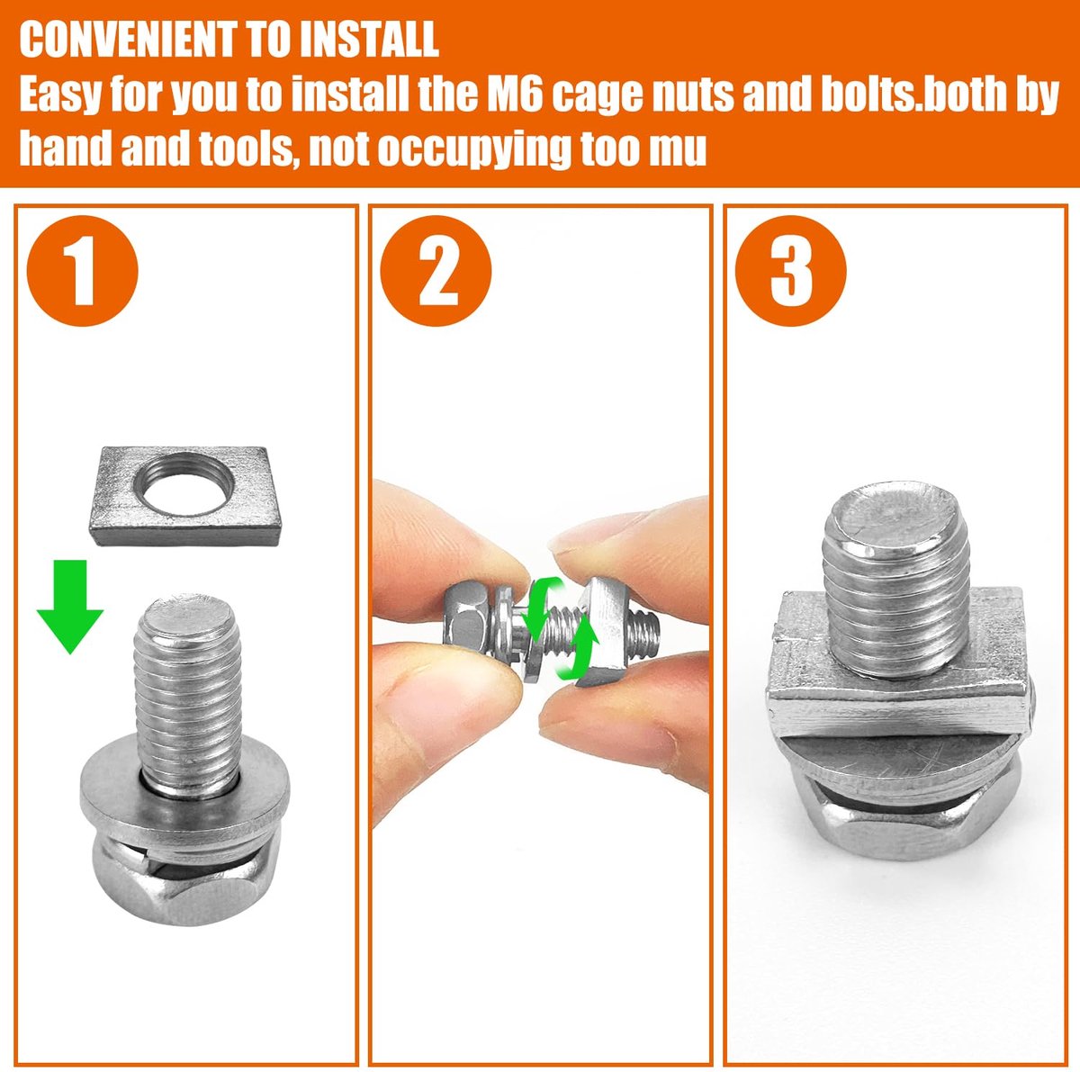 M6 accubout en moer set - 8 stuks - 12mm bout 11x8x4mm moer