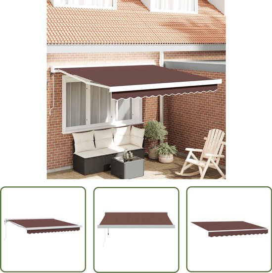 Parasol vidaXL - Auvent - Store extensible automatique 300 x 250 cm Marron - Protection solaire extérieure - Terrasses - Balcons