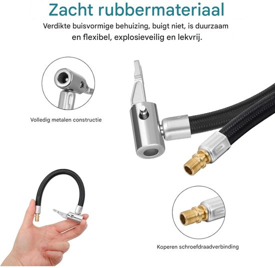TOVBMUP Bandenpompslang - Verlengbuis voor autobanden - Pompslang - Universele bandenpompslang - Slangadapter - Ventielaansluitslang - Voor auto's, motoren, fietsen - 20 cm — afbeelding 5