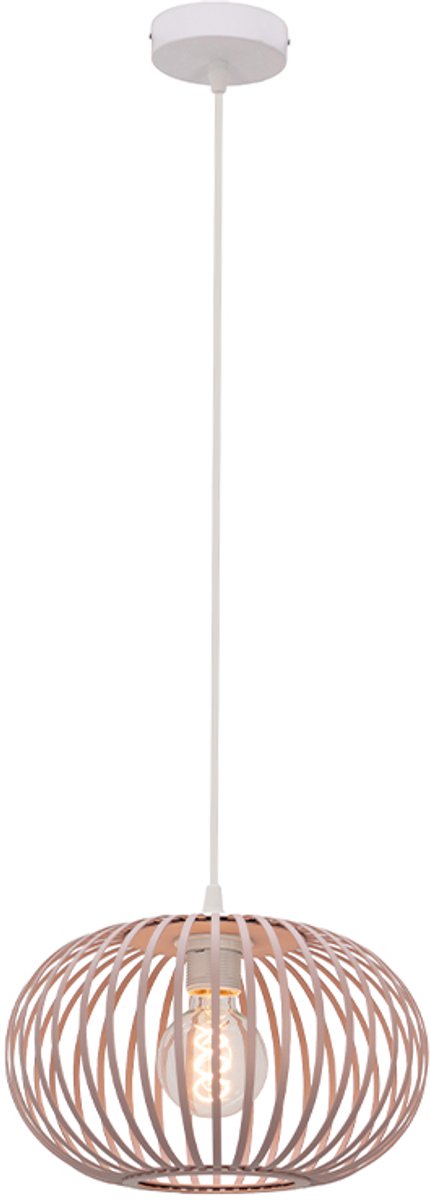 Olucia - LIEVE - Hanglamp - Roze / Wit - Vorm: Rond