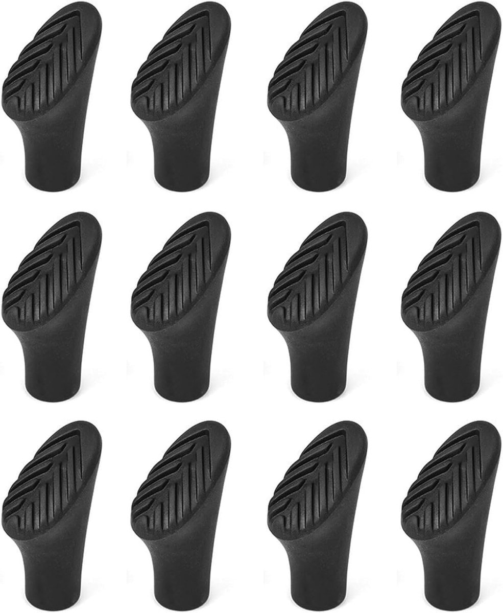Nordic Walking Cap - Trekking Pole Cap - 12 stuks - Universeel - Wandelstok Cap - Wandelstok - Wandelstok Eindkap - Voor Asfalt - Grind en Bergen - Zwart