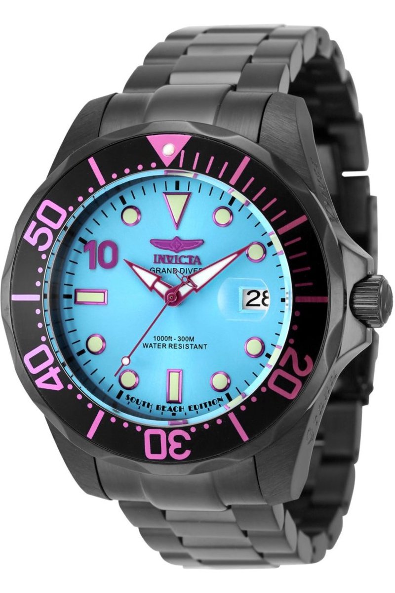 Invicta Grand Diver 48706 Heren Horloge - Waterdicht - Analoog - Automatisch Uurwerk - Roestvrij Staal met blauwe Wijzerplaat - 47mm