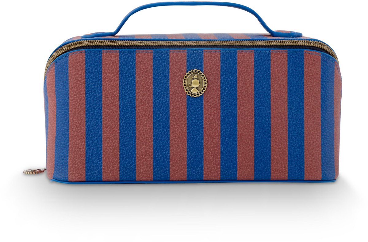 Pip Studio - Cyrille Make-up Tasje Dames - Toilettas - Stripe - Blauw - 11x5x22cm
