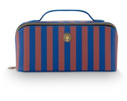 Pip Studio - Cyrille Make-up Tasje Dames - Toilettas - Stripe - Blauw - 11x5x22cm