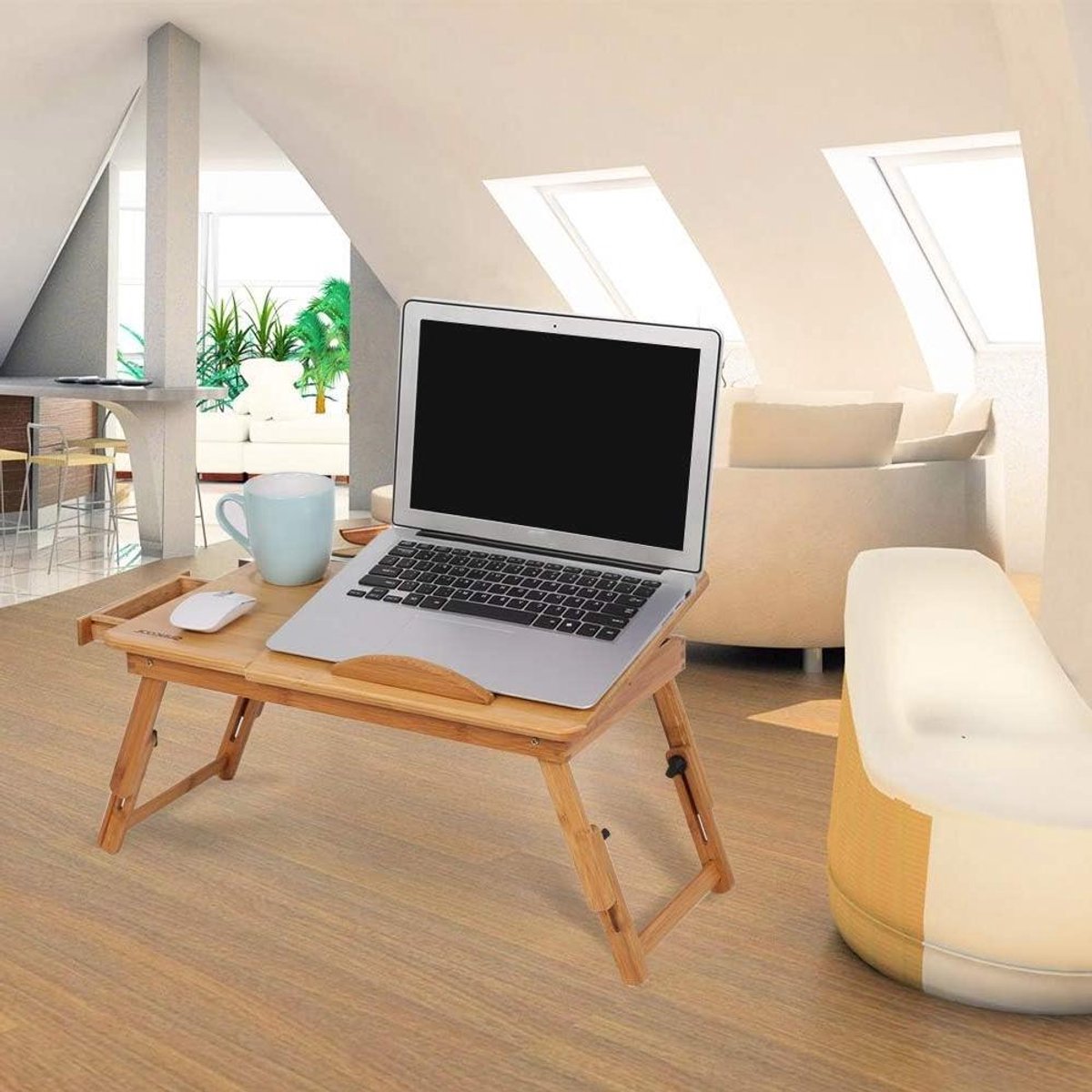 Allecto Premium - Notebook Computertafel voor Bed en Bank - Met Warmtefunctie - Ideaal voor Boeken Lezen en Films Kijken - Ontbijt Op Bed - Inklapbaar - Hout - 80 cm